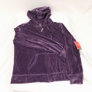 Danskin Now Purple Zip Up Hooded Sweatshirt Large